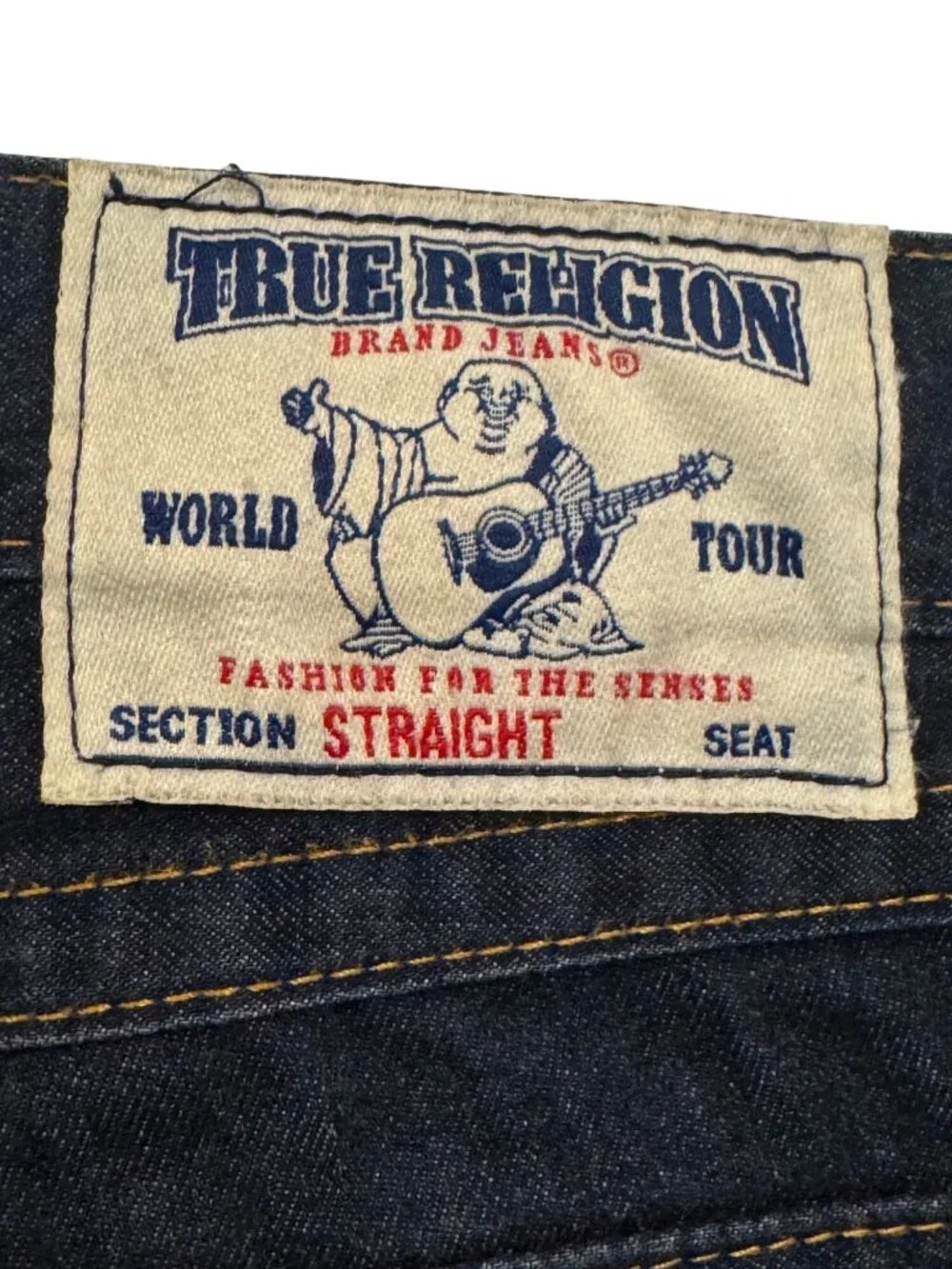 True Religion Mens Straight Leg Dark Wash Jeans Size 33 Made In Mexico